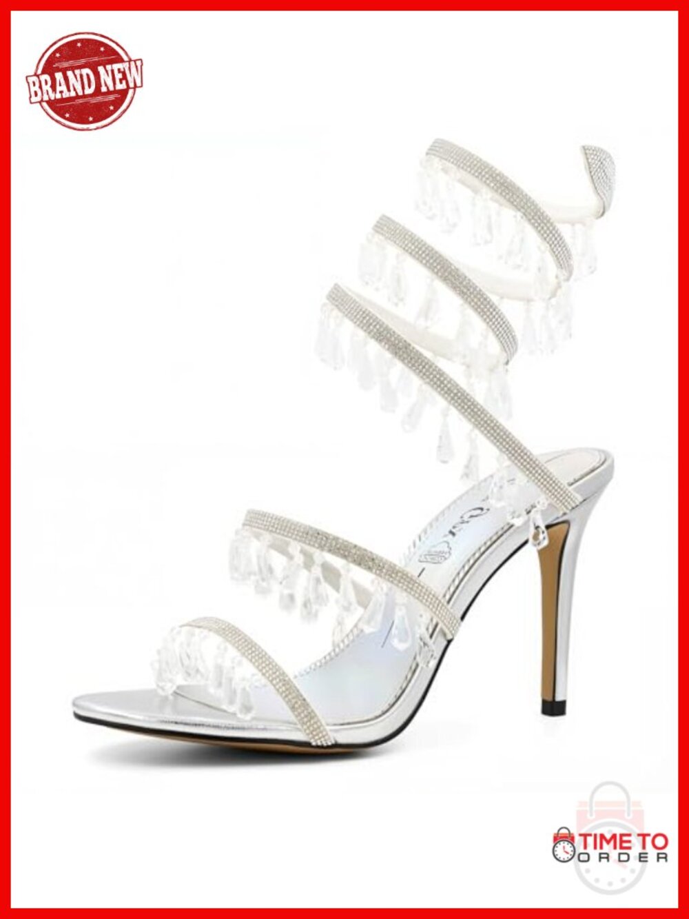 Rhinestone High Heels Stiletto Sandals Ankle Wrap Crystal Evening Party